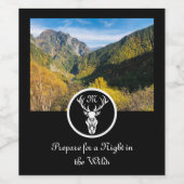 白雪杖シルエットモノグラム写真 ワインラベル (シングルラベル)