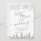 白雪松クリスマス冬の結婚式 招待状 (正面)