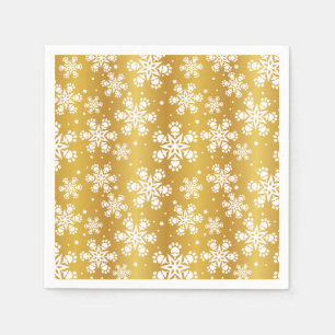 白雪片の金ゴールドと前部印刷パターン スタンダードカクテルナプキン
