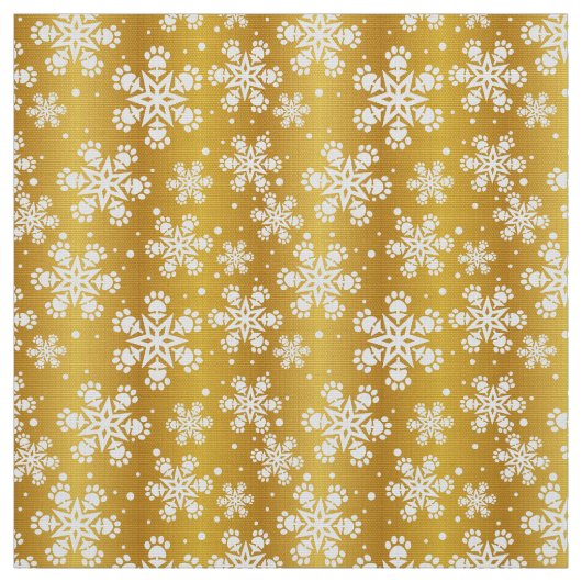白雪片の金ゴールドと前部印刷パターン ファブリック (見本)