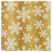 白雪片の金ゴールドと前部印刷パターン ファブリック (クローズアップ)