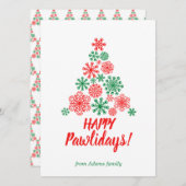 白雪片を印刷したクリスマスツリー (正面/裏面)