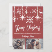 白雪赤エレガントメリークリスマス2枚の写真 シーズンカード (正面)