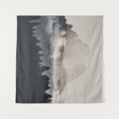 白雲の下の山の緑の木 タペストリー (正面(横))