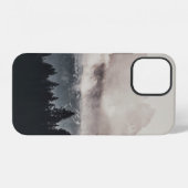 白雲の下の山の緑の木 iPhoneケース (裏面横)