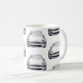 白電気自動車SUV車 コーヒーマグカップ (正面右)