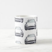 白電気自動車SUV車 コーヒーマグカップ (中央)