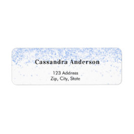 白青のグリッターがきらりと光る返信住所ラベル ラベル