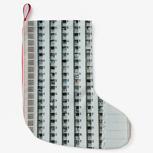 白青コンクリート建物 スモールクリスマスストッキング (正面)