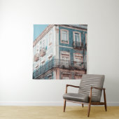 白青コンクリート建物 タペストリー (インサイチュ)