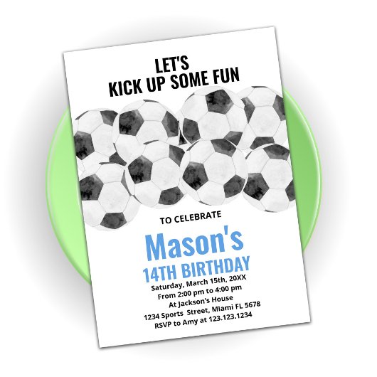 白青サッカーバースデー招待状 招待状