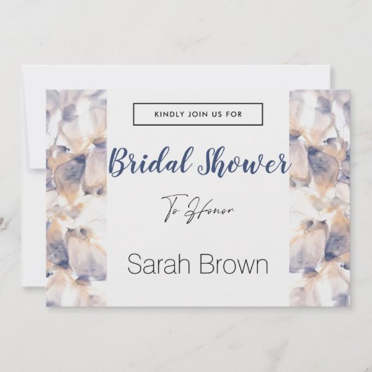 白青パテレ花エレガントブライダルシャワー 招待状 (正面)