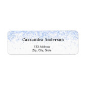 白青ラメの華やかな返信住所 ラベル (正面)