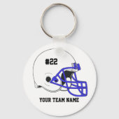 白青色のフットボールヘルメット•カスタム キーホルダー (正面)