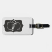 白革のインスパイアフェイクなプリント ラゲッジタグ (正面横)