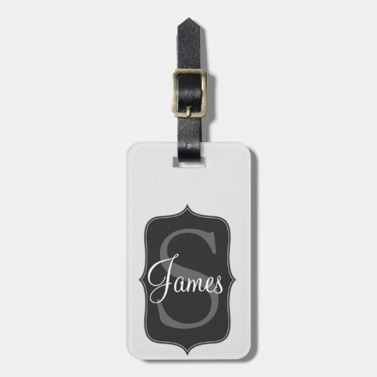 白革のインスパイアフェイクなプリント ラゲッジタグ (正面縦)