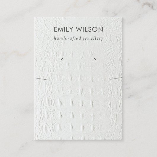 白革テクスチャのネックレスイヤリングディスプレイ 名刺 (正面)