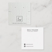 白革テクスチャネックレスの装飾表示装置 スクエア名刺 (正面/裏面)