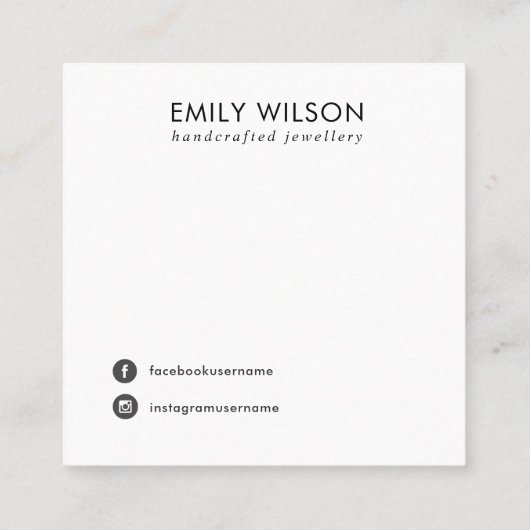 白革テクスチャネックレスの装飾表示装置 スクエア名刺 (裏面)