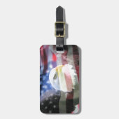 白頭鷲および米国の旗 ラゲッジタグ (正面縦)