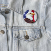 白頭鷲および米国旗 缶バッジ (インサイチュ)