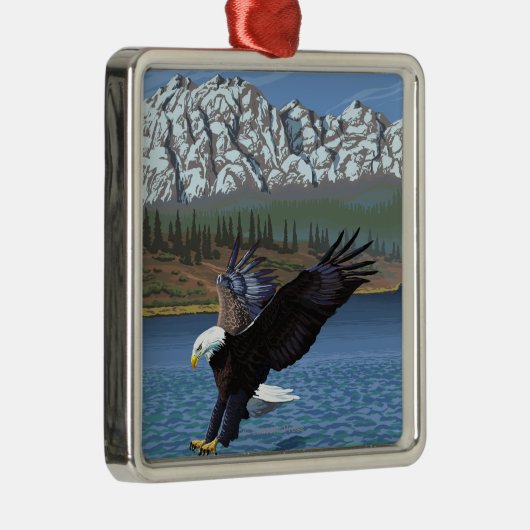 白頭鷲のダイビング-イエローストーン国立公園 メタルオーナメント (右)