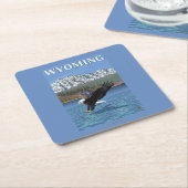 白頭鷲のダイビング-ワイオミング スクエアペーパーコースター (アングル)