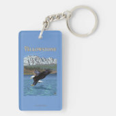 白頭鷲のダイビング-西のイエローストーン、MT キーホルダー (裏面)