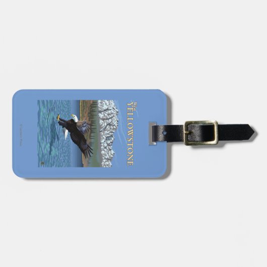 白頭鷲のダイビング-西のイエローストーン、MT ラゲッジタグ (正面横)