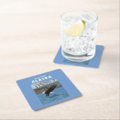 白頭鷲のダイビング- Katmai、アラスカ スクエアペーパーコースター (インサイチュ)