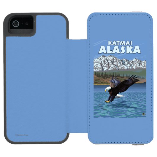 白頭鷲のダイビング- Katmai、アラスカ Incipio iPhoneウォレットケース (フォリオオープン)