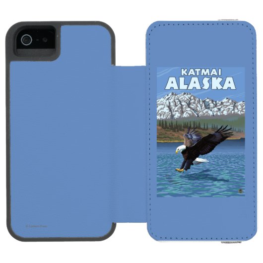白頭鷲のダイビング- Katmai、アラスカ Incipio iPhoneウォレットケース (フォリオオープン)