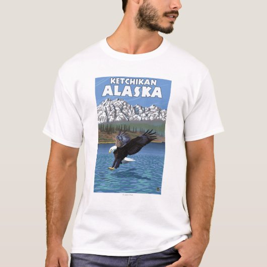 白頭鷲のダイビング- Ketchikan、アラスカ Tシャツ (正面)