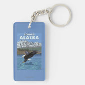 白頭鷲のダイビング- Seward、アラスカ キーホルダー (裏面)
