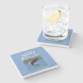 白頭鷲のダイビング- Seward、アラスカ ストーンコースター (横)