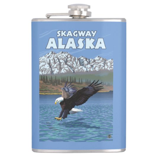 白頭鷲のダイビング- Skagway、アラスカ フラスク (正面)
