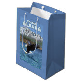 白頭鷲のダイビング- Valdez、アラスカ ミディアムペーパーバッグ (裏面アングル)