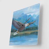 白頭鷲の上昇 スクエア壁時計 (傾斜)