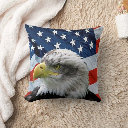 白頭鷲の米国旗 クッション (ブランケット)