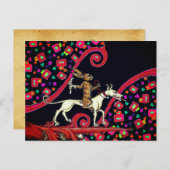 白風変わりい犬に乗る中世の悪いウサギ シーズンポストカード (正面/裏面)