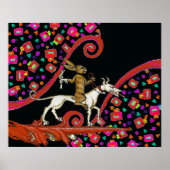 白風変わりい犬に乗る中世の悪いウサギ ポスター (正面)