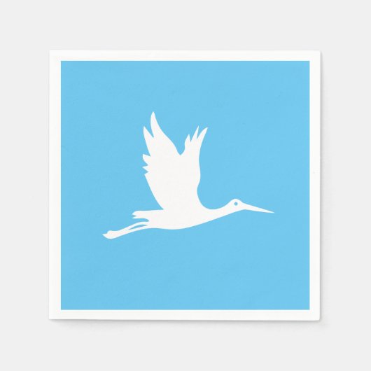 白飛んでいるコウノトリ スタンダードカクテルナプキン (正面)