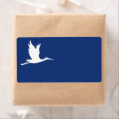 白飛んでいるコウノトリ ラベル (インサイチュ)