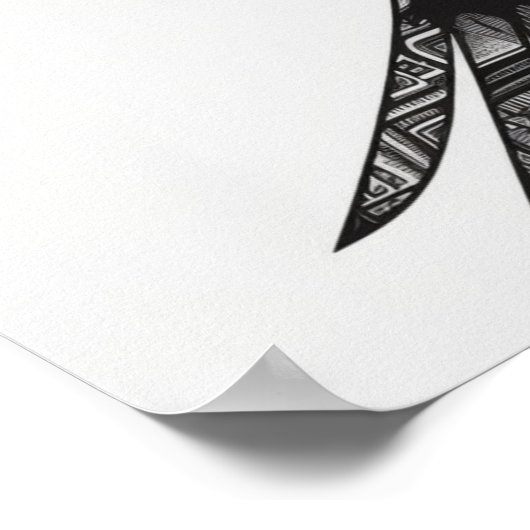 白飛んでいる黒とハゲのイーグル、ハート翼 ポスター (角)