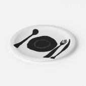 白食べ食べ黒のプレートと器具 ペーパープレート (アングル)