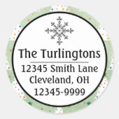 白飾のクリスマスの木のグリーンスターアドレス ラウンドシール (正面)