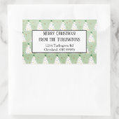 白飾のクリスマスの木のグリーンスターアドレス 長方形シール (バッグ)