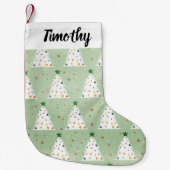 白飾クリスマスツリーズグリーンスター&オーナメント スモールクリスマスストッキング (正面)