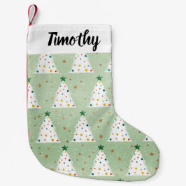 白飾クリスマスツリーズグリーンスター&オーナメント スモールクリスマスストッキング