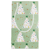 白飾クリスマスツリーズグリーンスター&オーナメント スモールペーパーバッグ (正面)